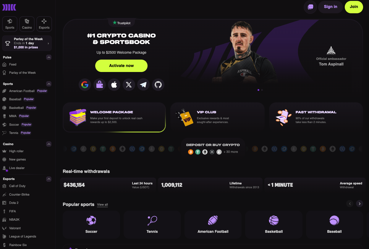 Cloudbet homepage