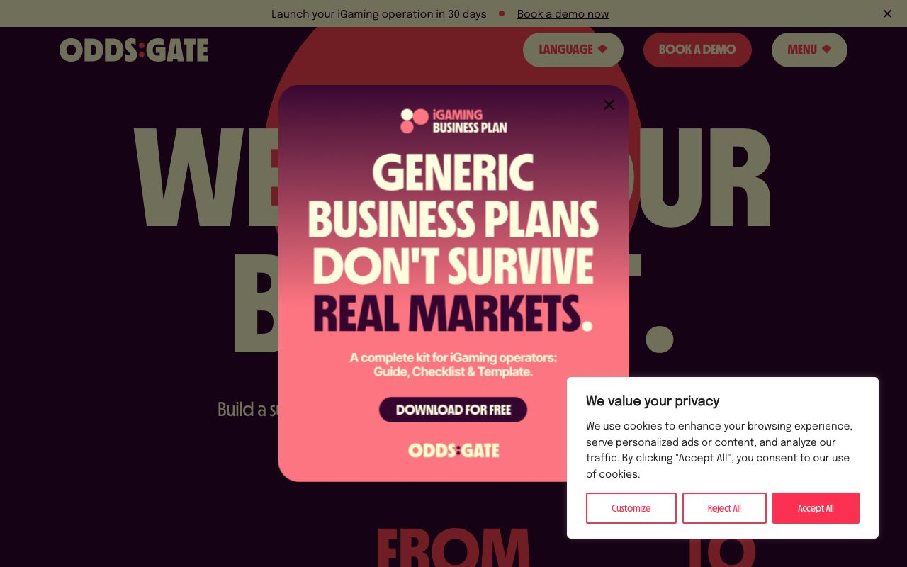 Oddsgate homepage