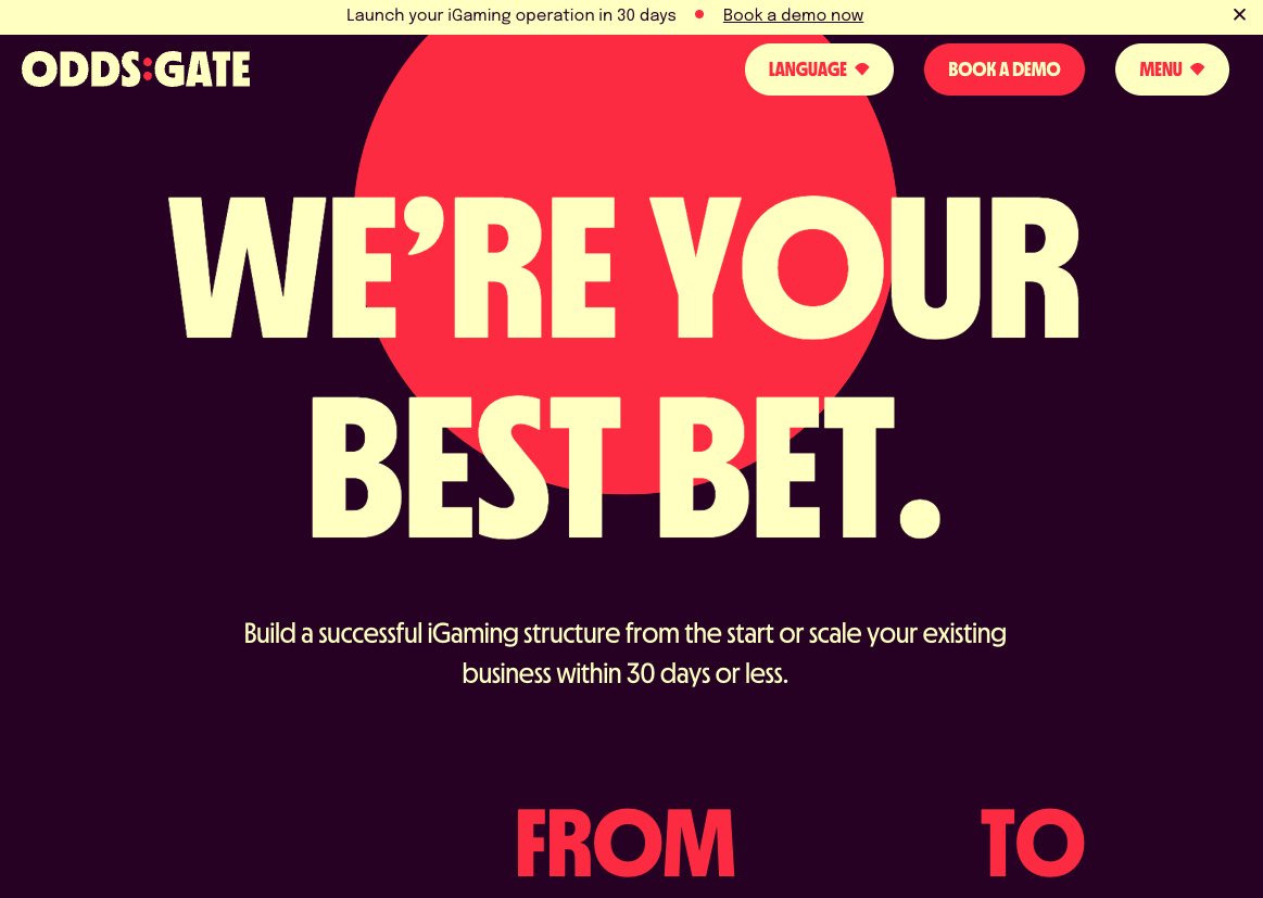 Oddsgate homepage advertising all-in-one iGaming solutions