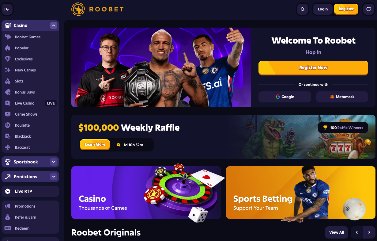 Roobet homepage