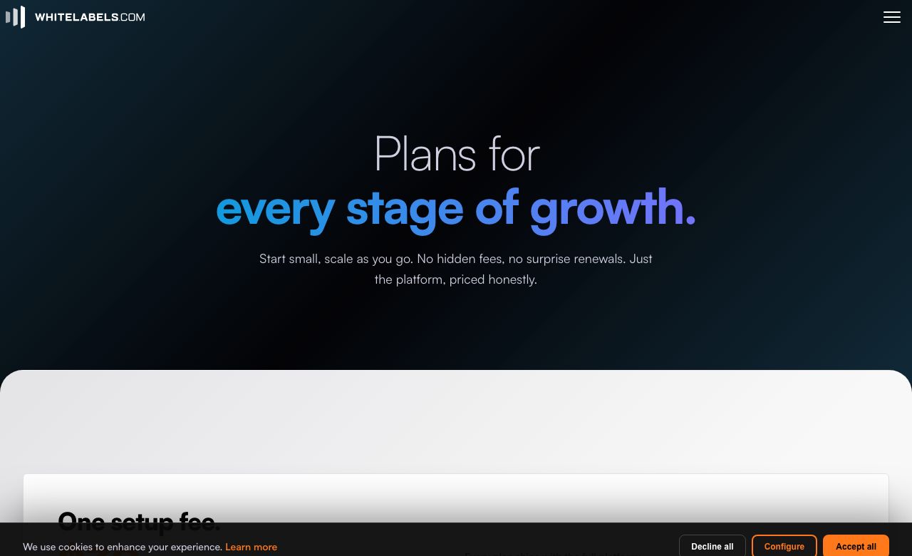 Whitelabels.com pricing page header